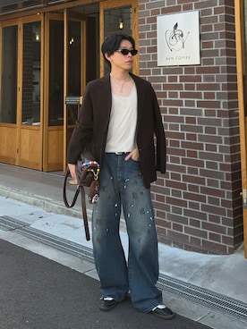「SINSS（シンス）のBaggy silhouette curve denim / バギーシルエットカーブデニム（デニムパンツ）」を使った、souta_28さん（メンズ・170cm）の秋コーディネート