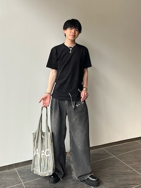 「HANES（ヘインズ）のHanes/へインズ BEEFY/ビーフィー 無地 クルーネック 半袖Tシャツ/1P パックT/レディース メンズ（Tシャツ/カットソー）」を使った、souta_28さん（メンズ・170cm・20代）の夏コーディネート