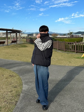 「GU（ジーユー）のアイテム（ダウンベスト）」を使った、souta_28さん（メンズ・170cm）の冬コーディネート