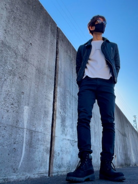 「DIESEL（ディーゼル）のアイテム（ライダースジャケット）」を使った、Norijiさん（メンズ・176cm）の秋コーディネート
