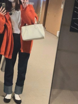 「RANDEBOO（ランデブー）のBoston bag（ショルダーバッグ、ホワイト系）」を使った、やまゆいさん（レディース・160cm）の春コーディネート