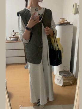 「Kastane（カスタネ）のアイテム（ジャケット/アウター、グリーン系）」を使った、やまゆいさん（レディース・160cm）の秋コーディネート