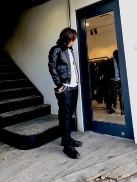 「ALLSAINTS（オールセインツ）のアイテム（ライダースジャケット）」を使った、shunさん（メンズ・170cm）の秋コーディネート