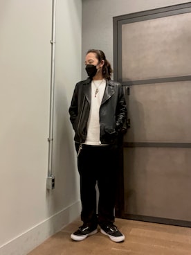 「ALLSAINTS（オールセインツ）のアイテム（ライダースジャケット）」を使った、shunさん（メンズ・170cm）の春コーディネート