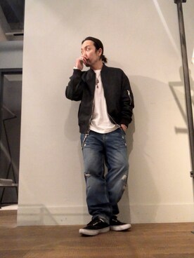 「ALLSAINTS（オールセインツ）のアイテム（ミリタリージャケット）」を使った、shunさん（メンズ・170cm）の春コーディネート