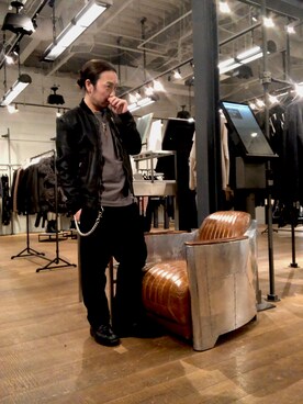 「ALLSAINTS（オールセインツ）のアイテム（ライダースジャケット）」を使った、shunさん（メンズ・170cm）の冬コーディネート
