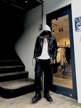 「ALLSAINTS（オールセインツ）のアイテム（ライダースジャケット）」を使った、shunさん（メンズ・170cm）の秋コーディネート