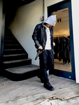 「ALLSAINTS（オールセインツ）のアイテム（ライダースジャケット）」を使った、shunさん（メンズ・170cm）の秋コーディネート