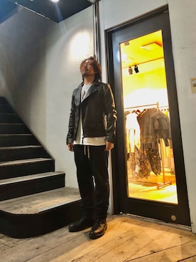 「ALLSAINTS（オールセインツ）のアイテム（ライダースジャケット）」を使った、shunさん（メンズ・170cm）の秋コーディネート