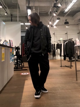「ALLSAINTS（オールセインツ）のアイテム（ライダースジャケット）」を使った、shunさん（メンズ・170cm）の冬コーディネート