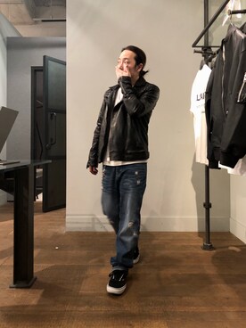 「ALLSAINTS（オールセインツ）のアイテム（ライダースジャケット）」を使った、shunさん（メンズ・170cm）の春コーディネート