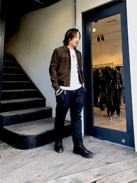 「ALLSAINTS（オールセインツ）のアイテム（ライダースジャケット）」を使った、shunさん（メンズ・170cm）の秋コーディネート