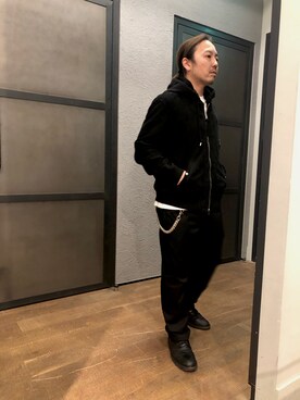 「ALLSAINTS（オールセインツ）のアイテム（ライダースジャケット）」を使った、shunさん（メンズ・170cm）の冬コーディネート