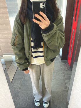 「MOUSSY（マウジー）のアイテム（MA-1）」を使った、ks19860916さん（レディース・161cm）の冬コーディネート
