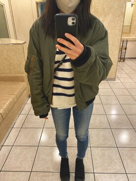 「MOUSSY（マウジー）のアイテム（MA-1）」を使った、ks19860916さん（レディース・161cm）の冬コーディネート