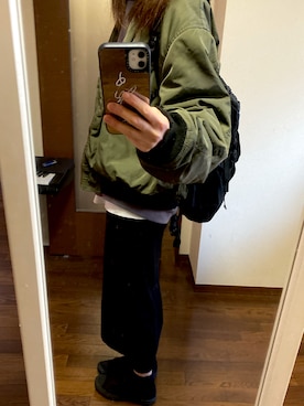 「MOUSSY（マウジー）のアイテム（MA-1）」を使った、ks19860916さん（レディース・161cm）の秋コーディネート