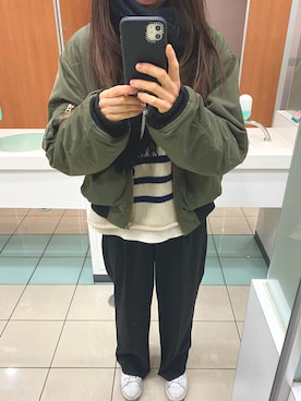 「MOUSSY（マウジー）のアイテム（MA-1）」を使った、ks19860916さん（レディース・161cm）の冬コーディネート