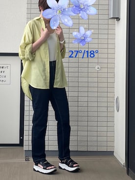 「イエローシャツ」｜chino-chiさん（レディース・156cm）の夏コーディネート