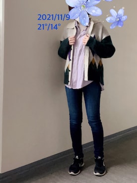 「NOMBRE IMPAIR（ノンブルアンペール）のアイテム（カーディガン/ボレロ）」を使った、chino-chiさん（レディース・156cm）の秋コーディネート