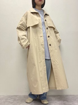 「r.（アールドット）のアイテム（ステンカラーコート）」を使った、r.さん（レディース・162cm）の春コーディネート