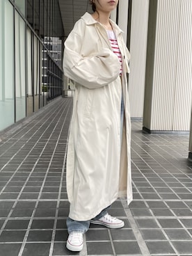 「r.（アールドット）のアイテム（ステンカラーコート）」を使った、r.さん（レディース・162cm）の冬コーディネート
