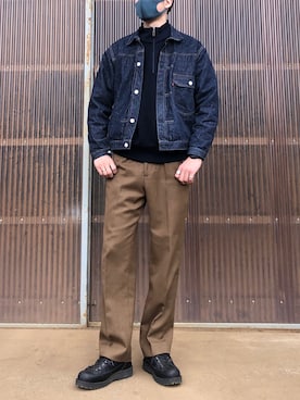 「WAIPER.inc（ワイパーインク）のアイテム（スラックス）」を使った、iamimaichさん（メンズ・177cm）の冬コーディネート