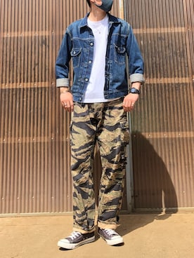 「SUGAR CANE（シュガーケーン）のアイテム（デニムジャケット）」を使った、iamimaichさん（メンズ・177cm）の夏コーディネート