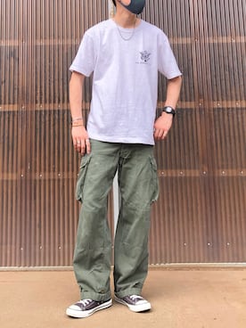 「Buzz Rickson's（バズリクソンズ）のアイテム（Tシャツ/カットソー）」を使った、iamimaichさん（メンズ・177cm）の夏コーディネート