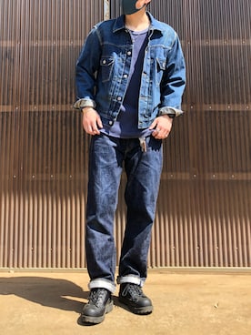 「SUGAR CANE（シュガーケーン）のアイテム（デニムジャケット）」を使った、iamimaichさん（メンズ・177cm）の春コーディネート