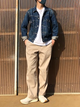 「SUGAR CANE（シュガーケーン）のアイテム（デニムジャケット）」を使った、iamimaichさん（メンズ・177cm）の春コーディネート