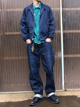 「Champion（チャンピオン）のアイテム（ナイロンジャケット）」を使った、iamimaichさん（メンズ・177cm）の秋コーディネート