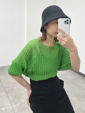 「Kastane（カスタネ）のクローシュHAT（ハット）」を使った、hikkaa1107さん（レディース・158cm）の春コーディネート