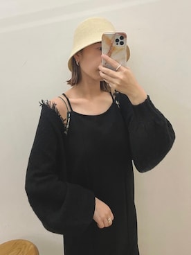 「Kastane（カスタネ）のサーモハット（キャップ、ブラック系）」を使った、hikkaa1107さん（レディース・158cm）の春コーディネート