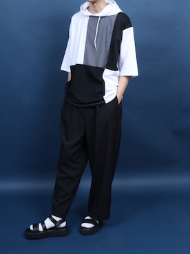 「ANPAS（アンパス）のアイテム（トップス）」を使った、Rinanさん（メンズ・178cm）の夏コーディネート