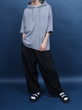 「ANPAS（アンパス）のアイテム（トップス）」を使った、Rinanさん（メンズ・178cm）の夏コーディネート