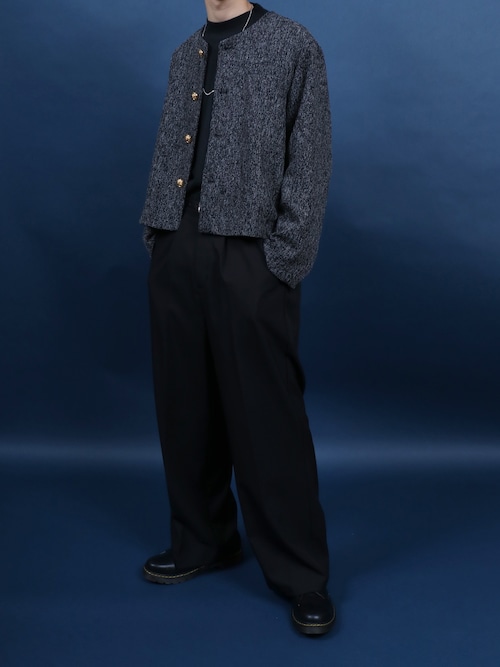 ジャケット・アウター epa tweed short jacket セール】Tweed Gold Button Collarless Short Jacket/ツイード