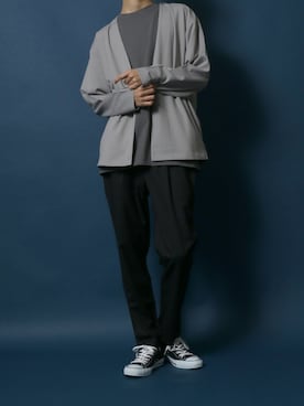 「テーパードパンツ」｜「アイテム（セットアップ）」を使った、Rinanさん（メンズ・178cm）の冬コーディネート