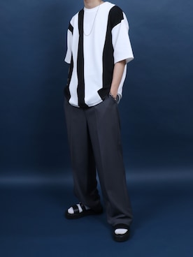 「ANPAS（アンパス）のアイテム（トップス）」を使った、Rinanさん（メンズ・178cm）の夏コーディネート