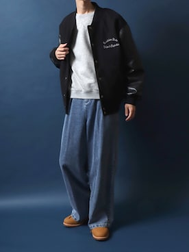 「アイテム（スタジャン）」を使った、ANPASさん（メンズ・181cm）の秋コーディネート