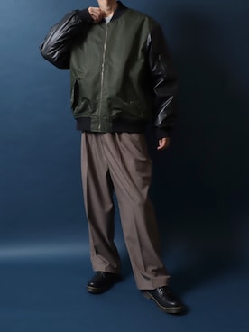 「アイテム（MA-1）」を使った、ANPASさん（メンズ・181cm）の秋コーディネート