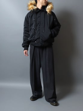 「アイテム（ミリタリージャケット）」を使った、ANPASさん（メンズ・181cm）の秋コーディネート