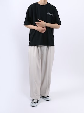 「アイテム（スラックス、ホワイト系）」を使った、Rinanさん（メンズ・178cm）の夏コーディネート