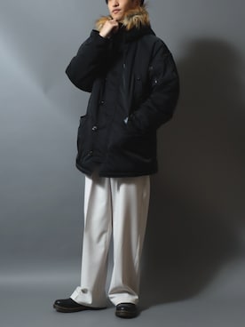 「アイテム（ミリタリージャケット）」を使った、ANPASさん（メンズ・181cm）の秋コーディネート