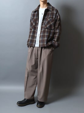 「チェックシャツ」｜ANPASさん（メンズ・181cm）の秋コーディネート