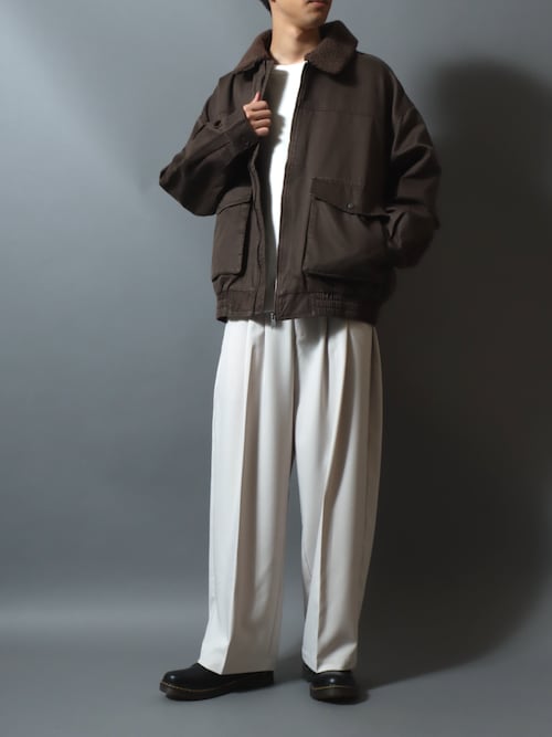 セール】Faux waxed jacket/襟ボア ワックスライク A-2タイプ