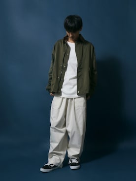 「バスクシャツ」｜「アイテム（ブルゾン）」を使った、Rinanさん（メンズ・178cm）の冬コーディネート