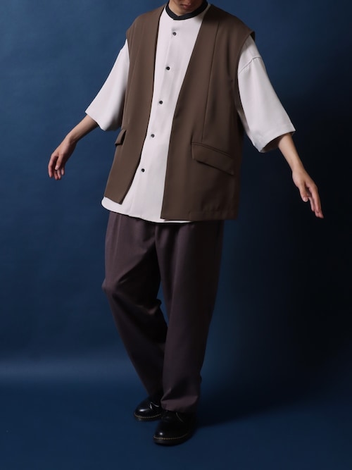 ANPAS ベスト ジレ Drape Twill Fabric Oversized No Collar Gilet
