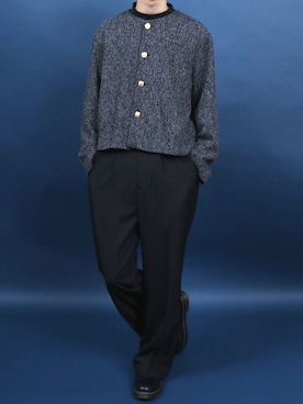 「アイテム（ノーカラージャケット）」を使った、ANPASさん（メンズ・181cm）の秋コーディネート