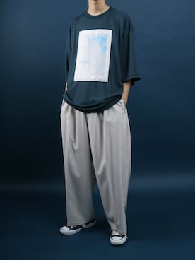 「アイテム（スラックス、ホワイト系）」を使った、Rinanさん（メンズ・178cm）の夏コーディネート