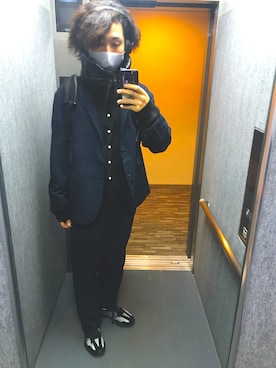 「TAKAHIROMIYASHITATheSoloIst.（タカヒロミヤシタザソロイスト）のアイテム（Tシャツ/カットソー）」を使った、かとそさん（メンズ・183cm）の冬コーディネート